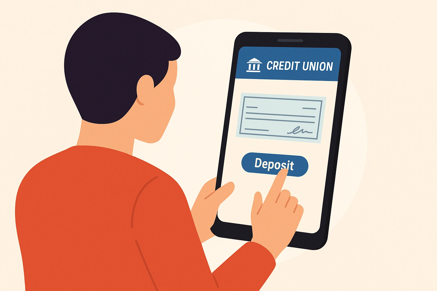 flat illustration of a digital money transfer processing between two accounts on a mobile banking app